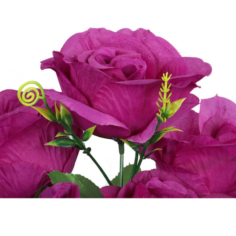A bouquet of 12 open purple roses