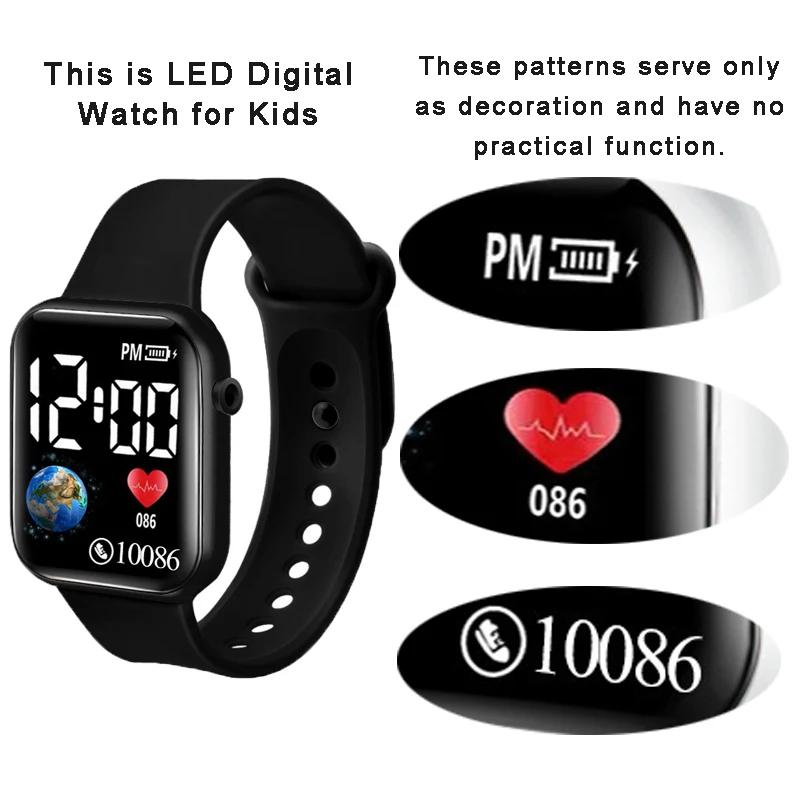 Cartoon Kids LED Watches Silicone Strap Digital Kids Watch Electronic Wristwatch Sports Clock for Boys and Girls Gifts