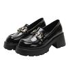 Small leather shoes women's spring new horse buckle platform leather women's shoes retro single shoes