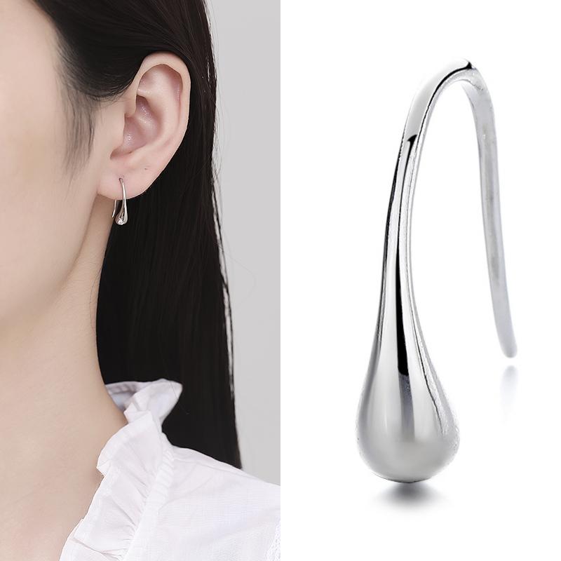 

Water Drop Earrings Women S Plain Circle Personalized Fashion Jewelry Temperament Earrings Simple Stud Earrings 925 silver