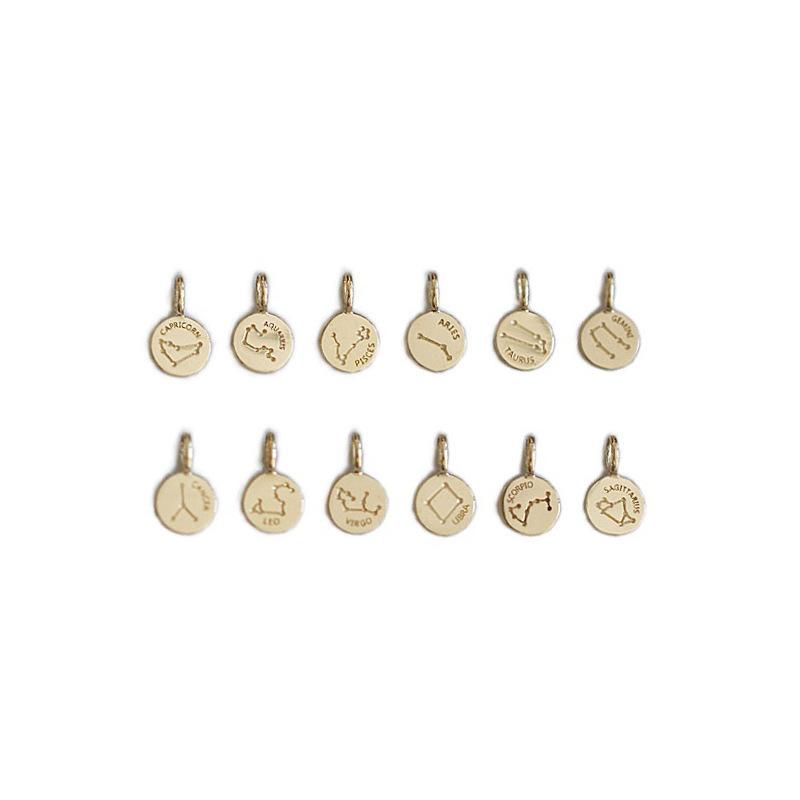 S925 Sterling Silver Plated 14k Gold Necklace Twelve Constellations Round Style Small Cute Necklace Women Jewelry Gift
