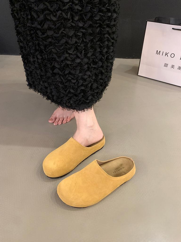 Niche Retro Platform Bag Head Half Slippers Women's Shoes Wear 2025 New Autumn One-pedal Shoes