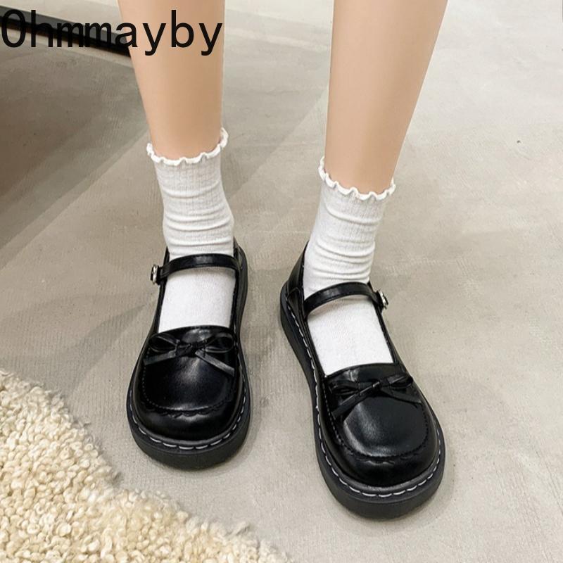 New Spring Lolita Women Mary Jane Shoes Concise Shallow Round Toe Shoes Ladies Concise Outdoor College Style Leather Shoes