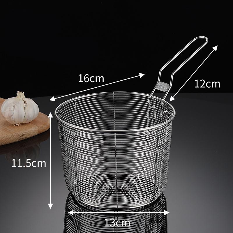 

Корзина для жарки из нержавеющей стали с подвесной ручкой Фильтр для масла Паста Лапша Сушилка Кулинарные принадлежности Шумовка для еды Сито