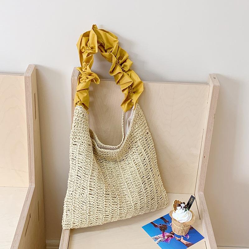 Woven bag women's new trendy fashion beach vacation shoulder bag large capacity straw bag