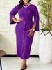 D609 Women's 2025 Autumn Elegant Round Neck Dress with 3D Flower Decoration