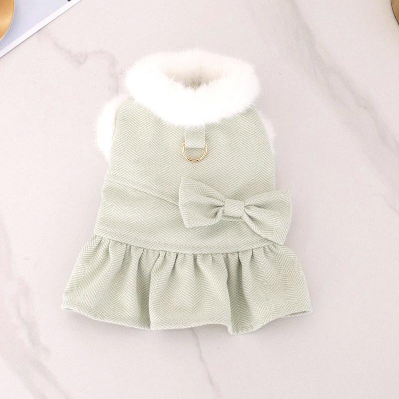 

Small Dog Dress Winter Puppy Clothes Pet Apparel Yorkshire Terrier Pomeranian Shih Tzu Maltese Poodle Bichon Schnauzer Clothing XXS зелений