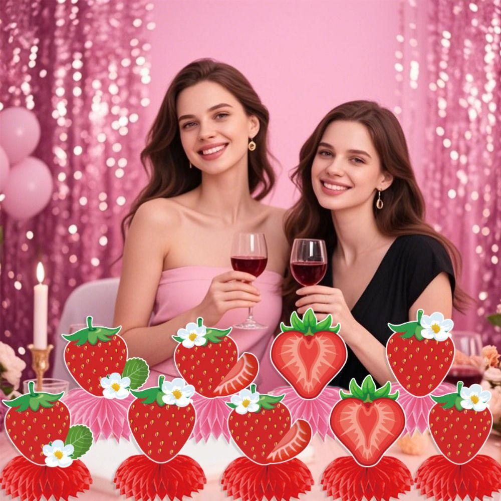 Kawaii Strawberry Honeycomb Ornament Creative Strawberry Hanging Banners  Party Decoration