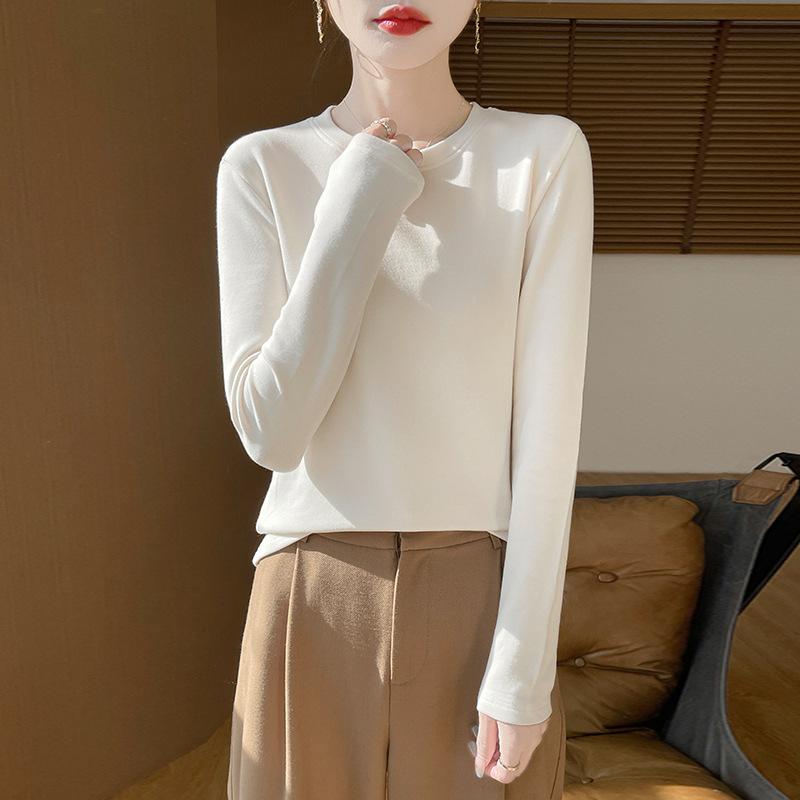 YYFS Women's Fashion Casual Solid Color Print Spring Fall Long Sleeve O-Neck Pullovers & Long Sleeves