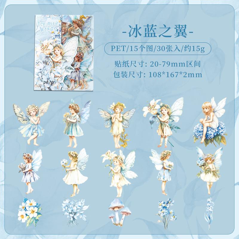 

30-Piece Fairy & Angel Character Stickers, Magical Fantasy Designs, for Journal Decoration & DIY Crafts
