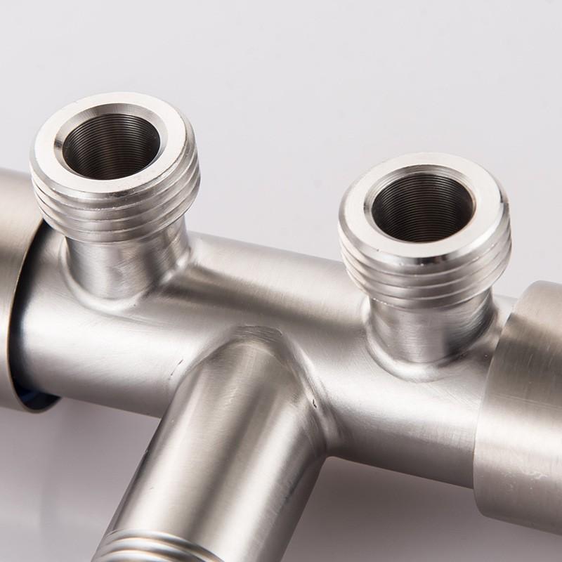 304 Stainless Steel Bathroom Faucet Dual Control Double Handle Cold Water Faucet Bathroom Washing Machine Faucet Triangle Valve Silver