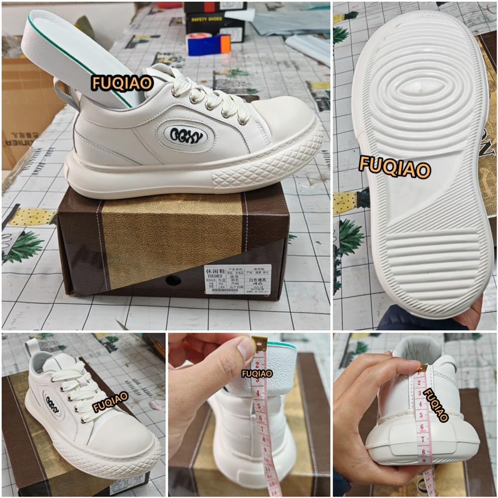 Men Genuine Leather 8cm Height Increase Casual Shoes Wide Toe Comfortable Breathable Unisex Elevator Sneakers Lift Sports Taller