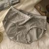 Ladies Spring and Autumn Sweet Floral Print Lace Lace Comfortable Breathable Mid Waisted Briefs