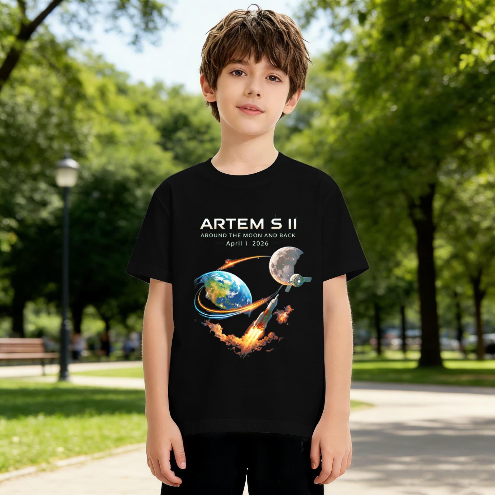 Children s Printed Round Neck Short Sleeved Casual T-shirt 100 чёрный