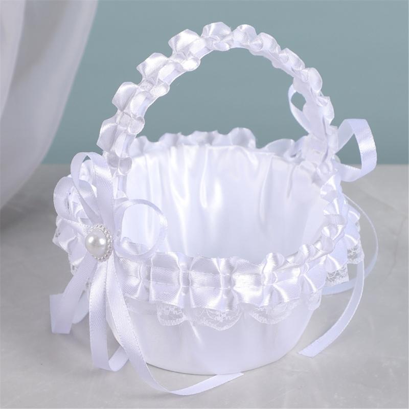 Fabric Wedding Flower Basket European Styles Petal Scattering Basket with Comfortable Grip For Flower Girls Formal Event