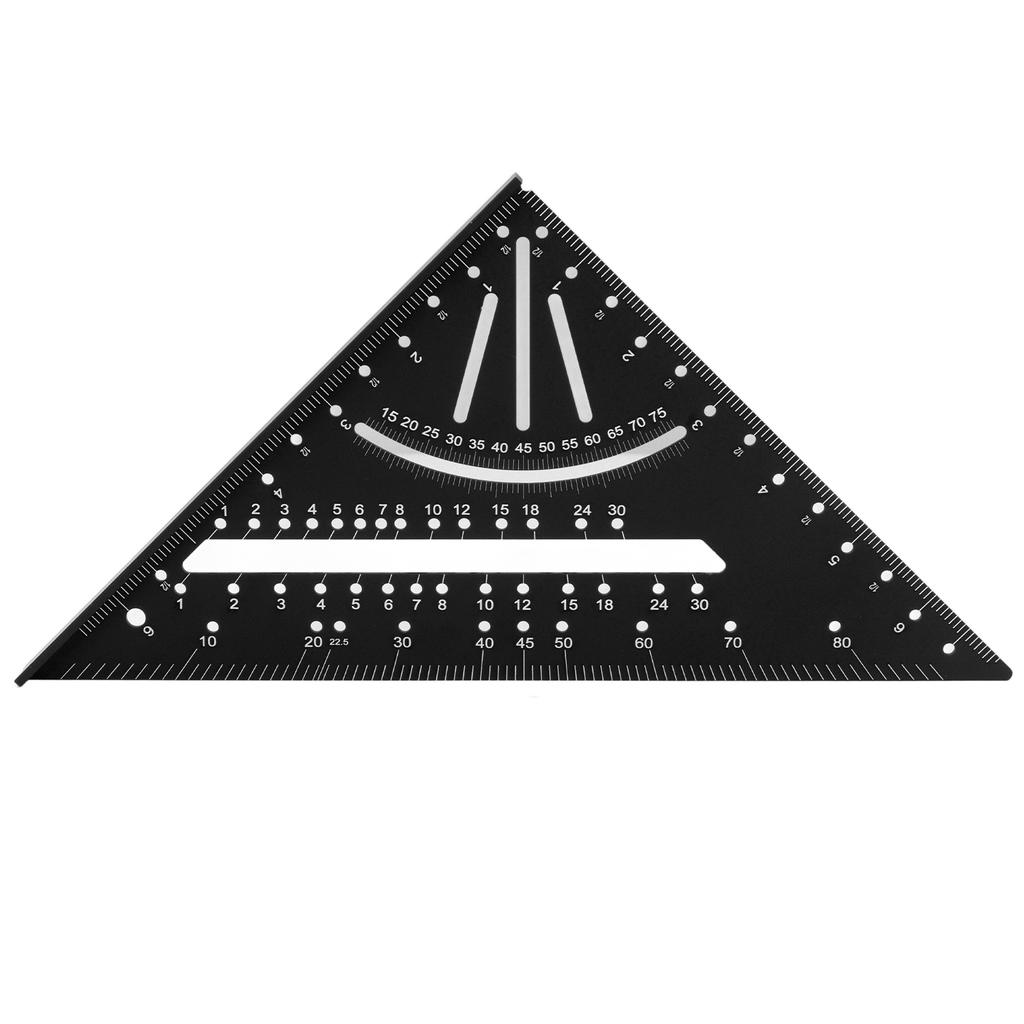 Pătrat de căprior de 7 inci la 90 de grade, raportor, aliaj de aluminiu, riglă triunghiulară pentru prelucrarea lemnului, multiunghi