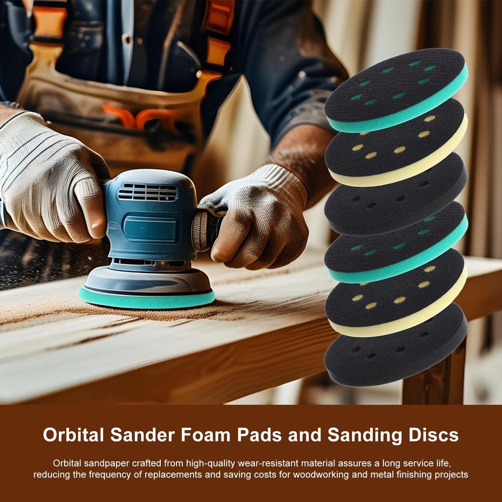 Sanding Pad 5 Inch 8 Holes Cushion Discs Sanding Buffer Cushion For Polisher Polishing Grinding Wood Metal Automotive Drywall