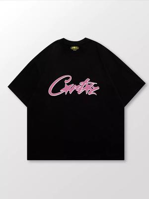 Bawełniany T-shirt oversize z nadrukiem Y2K