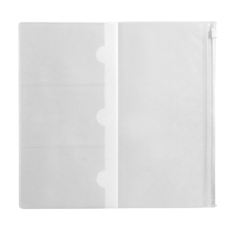 Plastikowa torba na zamek błyskawiczny do notatnika Midori Travelers Notebook, dziennika, planera, akcesorium, uchwyt na karty, przechowywanie, standardowy/kieszonkowy/paszportowy
