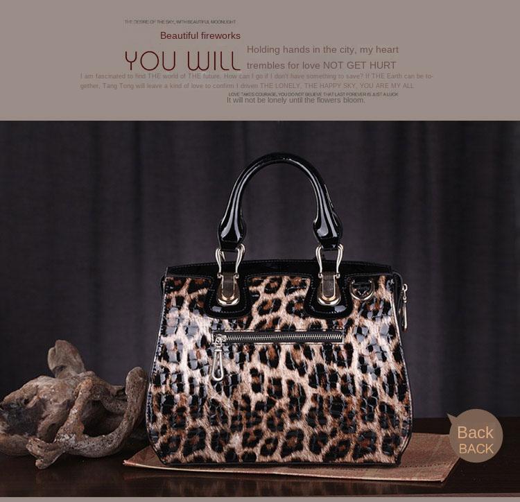 Leopard Women's Bag Shaping Leather Bag Handbag Women's Pure Cow Leather Bag Portable Shoulder Crossbody Three-Purpose Hard Bag