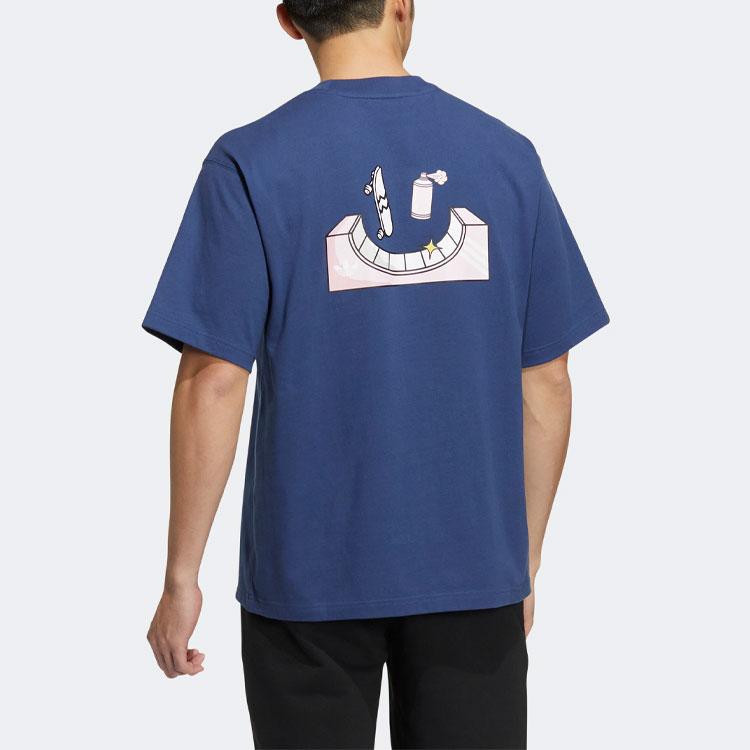 Adidas Originals Letter Print Sports Short Sleeve T-Shirt Unisex T-Shirts Blue H49560