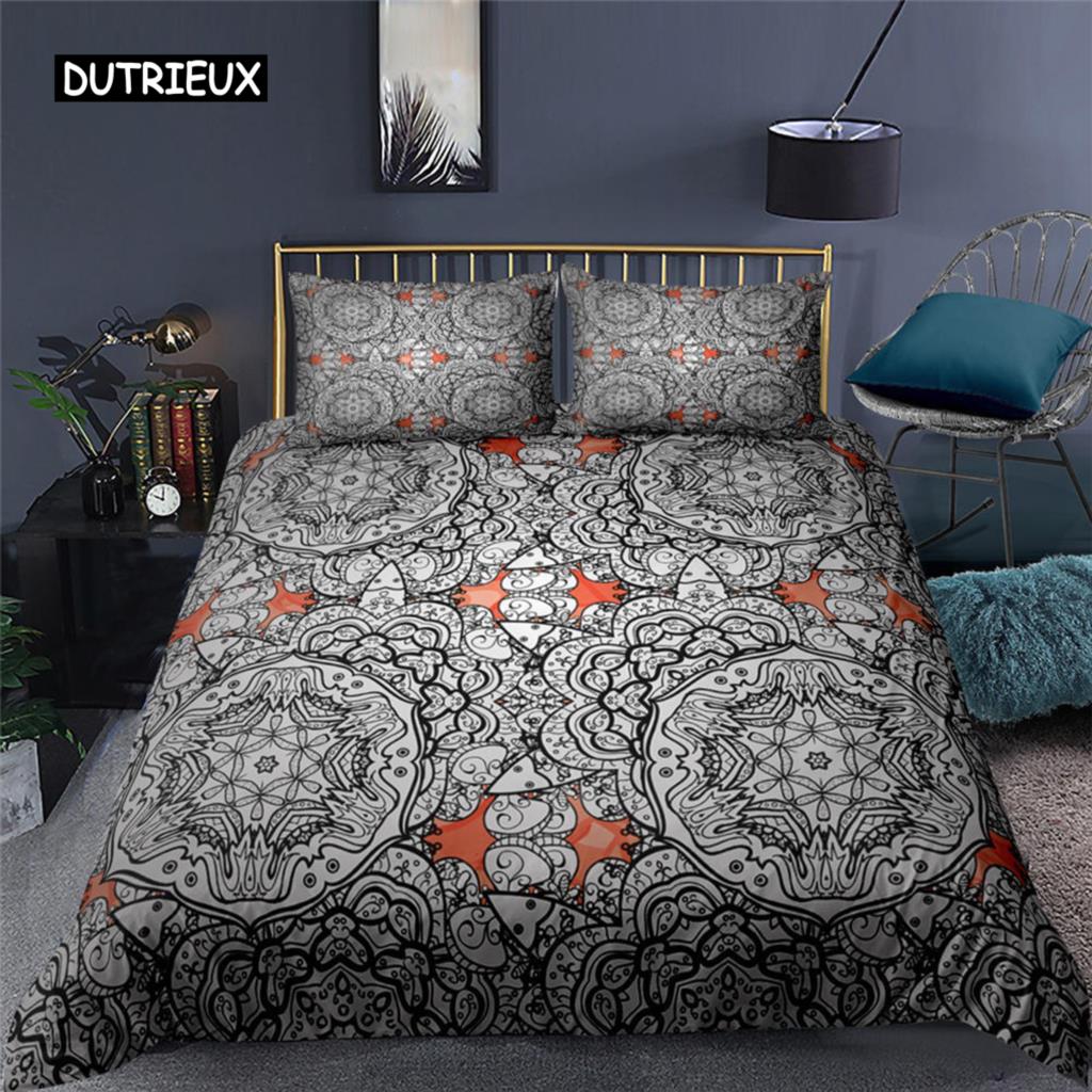 Ethnic Bohemian Mandala Duvet Cover King Queen European Flowers Vintage Bedding Set Geometric Retro Style Polyester Quilt Cover