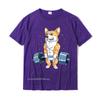 Corgi Levantamento de Peso Engraçado Levantamento Terra Homens Fitness Academia Treino Design de Camiseta Premium Camiseta Fofa Algodão Masculina Camiseta Hip Hop