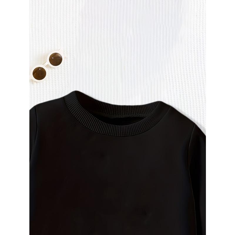 Kids Crewneck Long Sleeve Sweatshirt, Golden Bow Leopard Cute Cartoon Cat Print