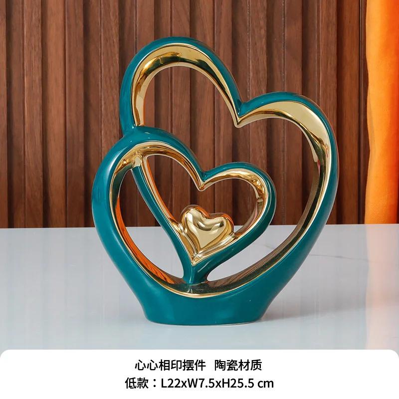 Sculpture décorative d'ambiance romantique nordique en céramique, connexion amoureuse, lumière, luxe, combinaison, décoration pour la maison, la Saint-Valentin