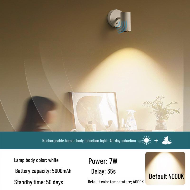 Rechargeable Motion-Activated Voice-Control Wall Spotlight