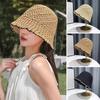 Sombrero de Sol Plegable Portátil Sombrero de Pescador de Paja de Ala Ancha Plegable Protección Solar Gorra de Playa Senderismo al Aire Libre Acampada