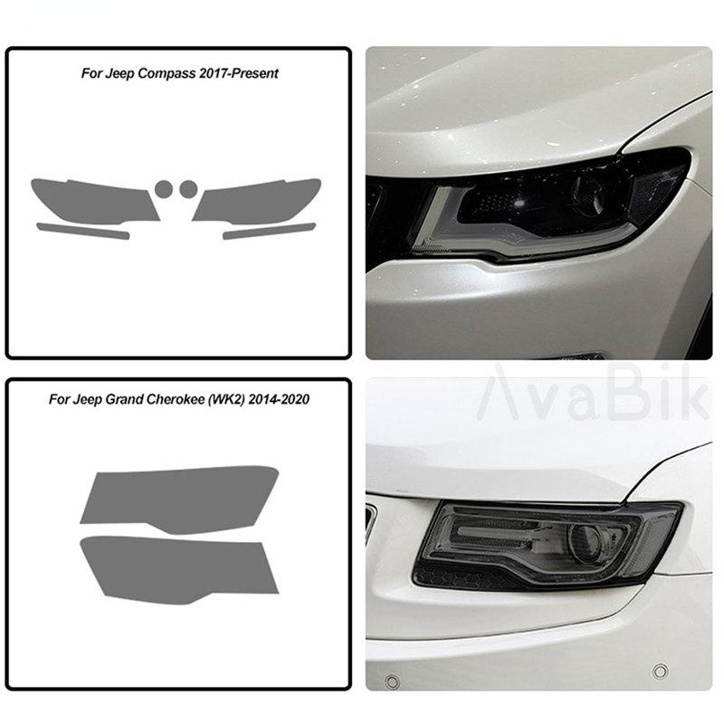 PPF Car Headlight Protective Film Front Light Tint Smoked Black TPU Sticker for Jeep Grand Cherokee Wrangler Compass Accessories