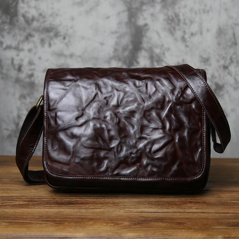 

NZPJ Men s Vintage Genuine Leather Shoulder Bag Top Layer Cowhide Large Capacity Messenger Bag Suitable For 11-Inch IPad