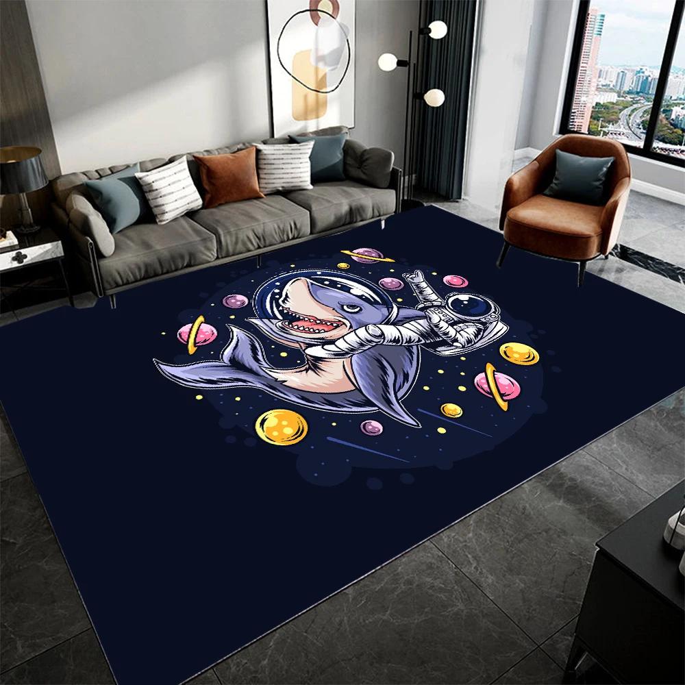 

Space Cartoon Astronaut Carpet Living Room Anti-Slip Soft Rugs Galaxy Striped Printed Home Bedroom Hallway Decoration Floor Mat 40x60cm 16x24 inch