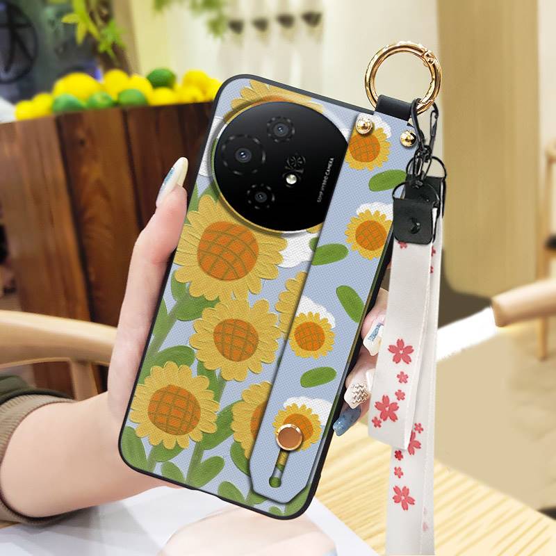 Fashion Design Protective Phone Case For TCL 50 Nxtpaper 5G/50Pro Nxtpaper 5G Wristband Kickstand Dirt-resistant Flower