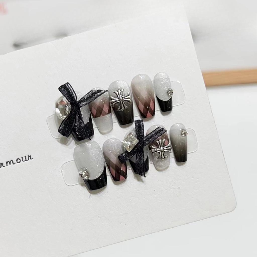 Wearing Nail Handmade Fake Nail Patches High-end Purple Lavender Gypsum Flower Nail Art Products Can Be Detached and Used