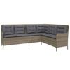 VidaXL Garden Sofa with Cushions L-shaped Grey Braided Resin, Outdoor Sofa, L-shaped Outdoor Sofa, 369002