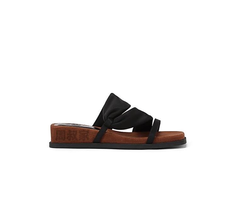 

Sheepskin Su Yinyin two wear drag~ 4cm square head heightened thick bottom wrap with beach vacation slippers women s sandals outside summer 34