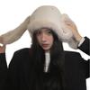 Warm Thickened Beanies Caps with Long Rabbit Ears Fashionable Winter Casual Wear Hat for Women and Girl Outdoor Activity