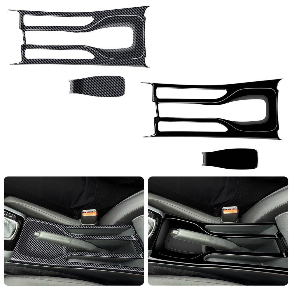 Car Carbon Fiber Center Handbrake Panel Frame Cover Interior Sticker Decorative Handbrake Stickers Frame For Honda WR-V WRV 2024