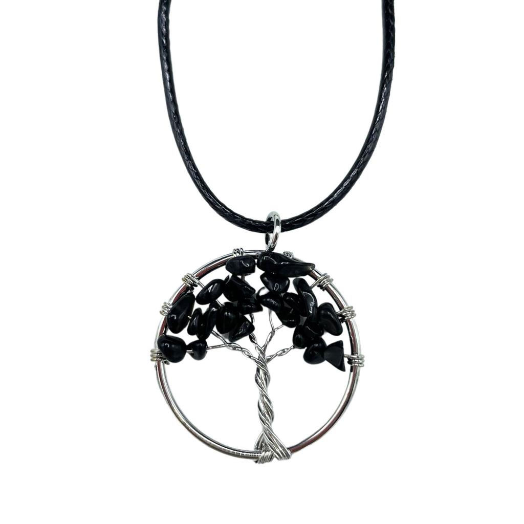 Tree of Life Pendant Black Agate
