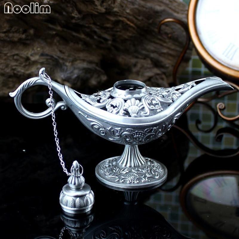 12 cm (4,7 Zoll) Hollow Legend Aladdin Magic Genie Lampen Räuchergefäße Wishing Oil Lamp Home Decor