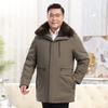Mens Winter Mid-Long Down Jacket With Hood Warm Thick Puffer Coat Middle-Aged Senior Men Business Casual Style