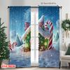 2 Stück 2D-Flachdruck Frohe Weihnachten Beliebte Fenstergardinen Weihnachtsmann und Zuckerstange Vielseitig Langlebiges Polyester Ohne