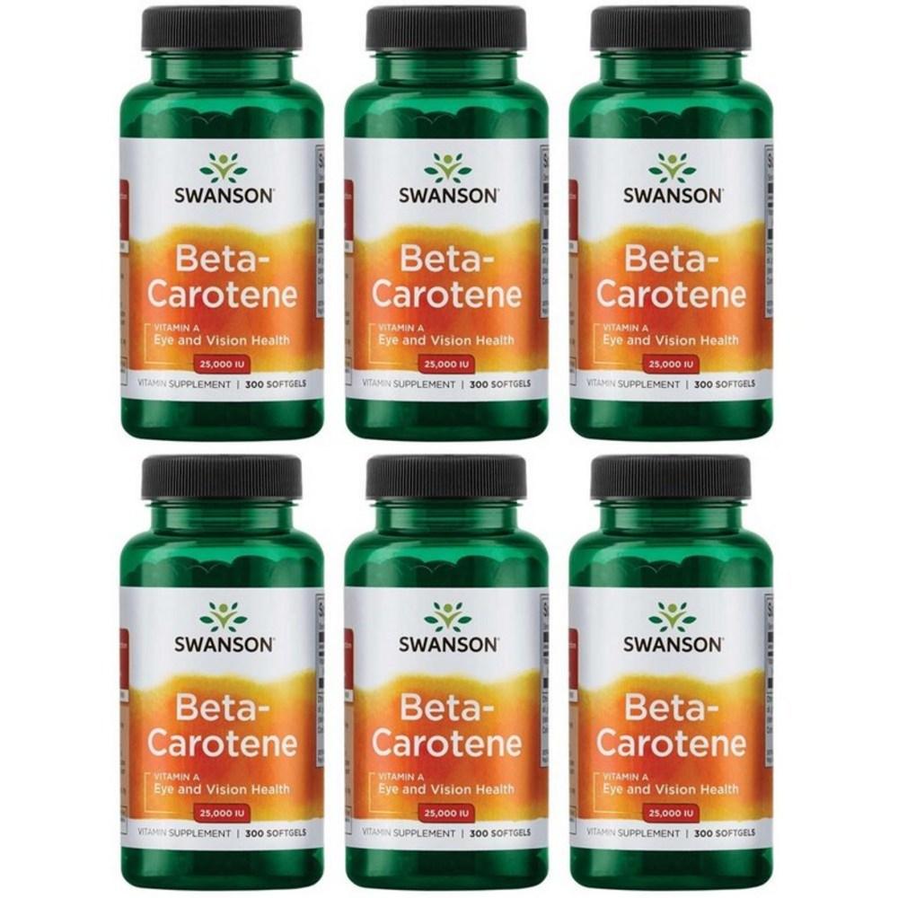 Swanson Beta Carotene Vitamin A 25,000 IU 300 Tablets 6 pcs