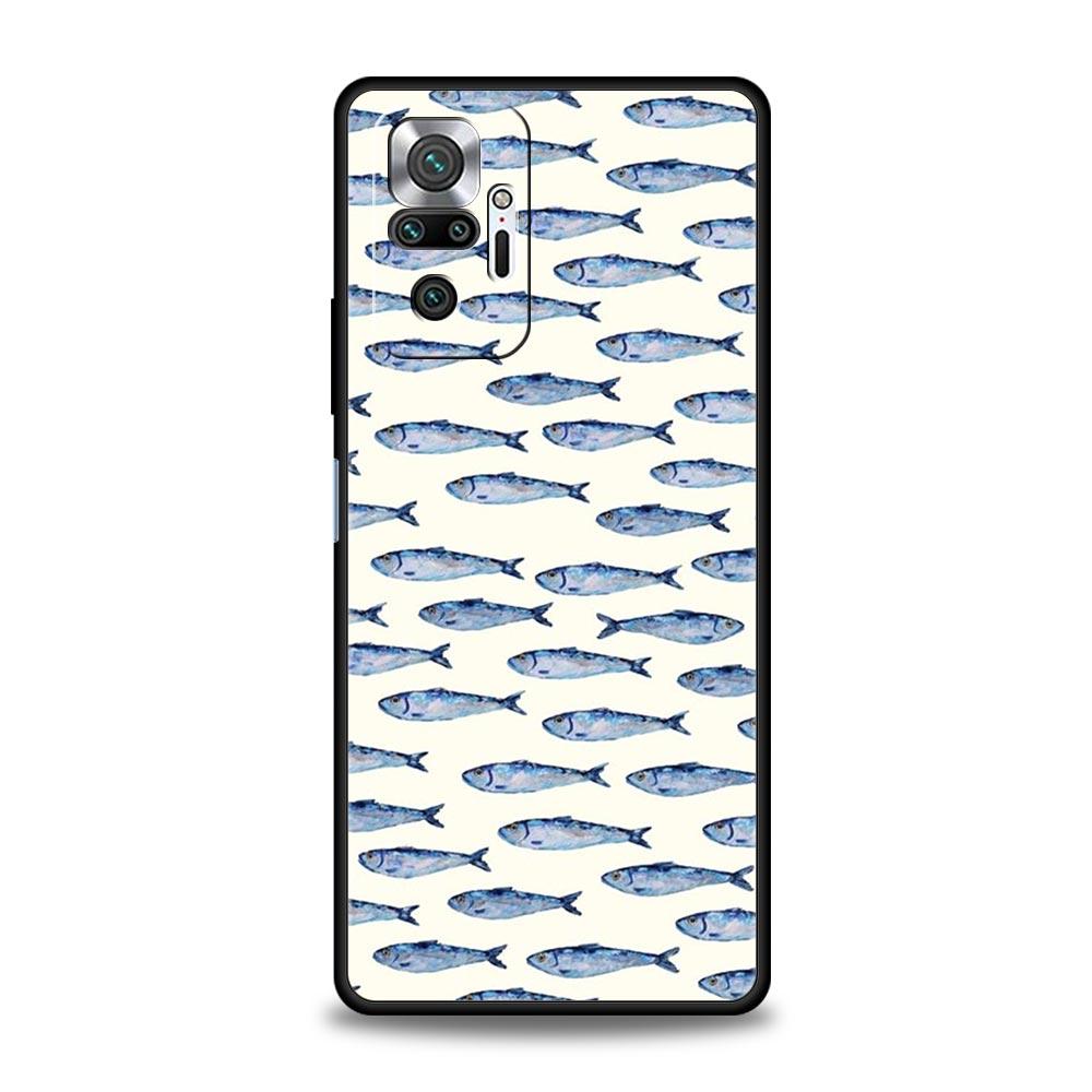 Phone Case For Xiaomi Redmi Note 14 13 12 Pro Plus 5G 9S 9 10 11 4G 14C 13C 12C 10C 9C 9A Soft Cover Sardines Aquatic Product