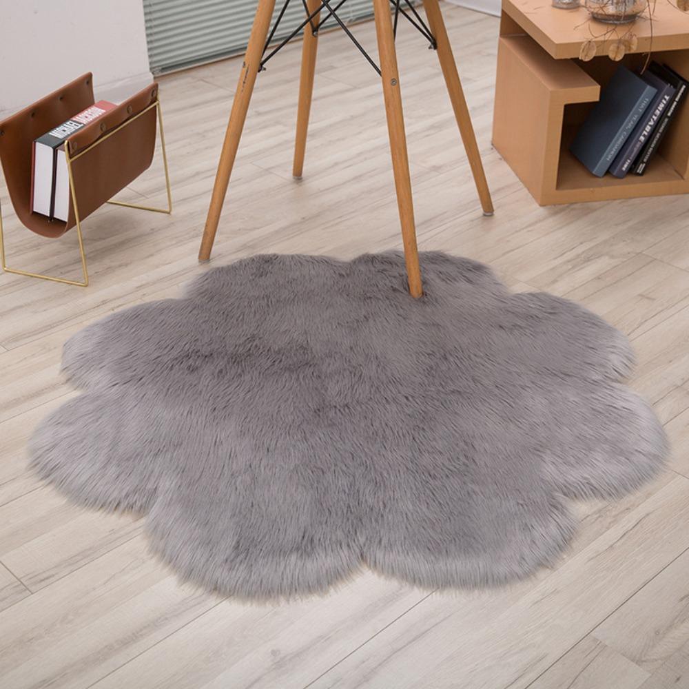Long Hair Plush Carpet Faux Wool Plum Blossom Carpets Modern Soft Rug  Living Room Decoration