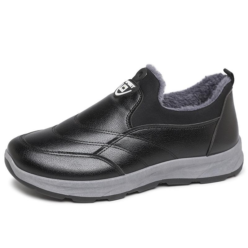 

Зимняя кожаная водонепроницаемая теплая повседневная обувь утолщенная 45 чёрный