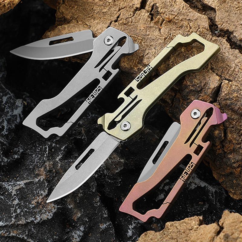 Kitchen Knife High Hardness Pocket Knife Multifunctional Folding Knife Key Chain Mini Titanium Alloy EDC Knife Peeling Knife
