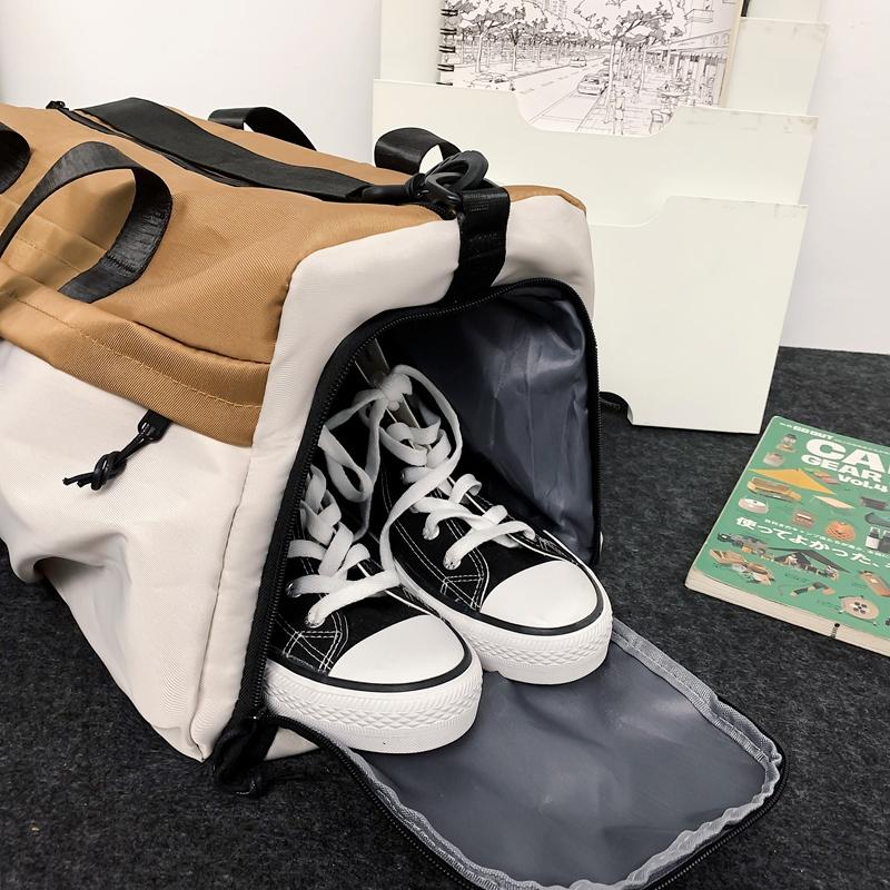 Cestovní taška na krátké vzdálenosti Velkokapacitní obchodní kabelka crossbody Fitness taška Sportovní taška se samostatnou suchou a mokrou přihrádkou Taška na jógu